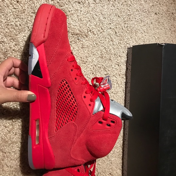 💯Jordan 5 red suede - Picture 6 of 8
